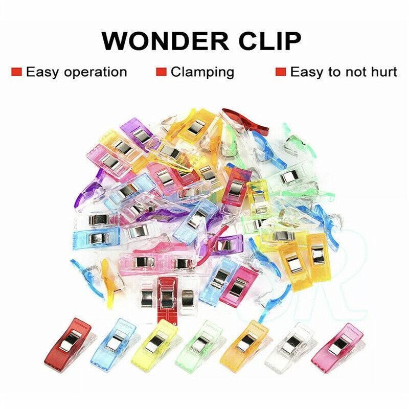 50Pcs Sewing Quilting Clips Wonder Craft Fabric Clamp DIY Colourful or Clear Option - Clear