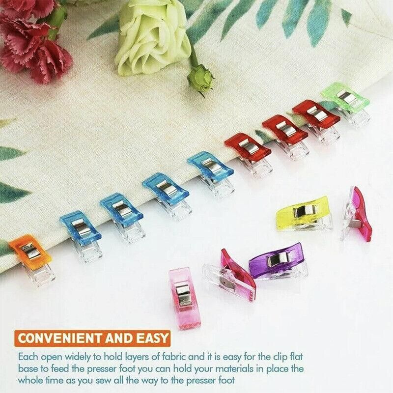 50Pcs Sewing Quilting Clips Wonder Craft Fabric Clamp DIY Colourful or Clear Option - Clear