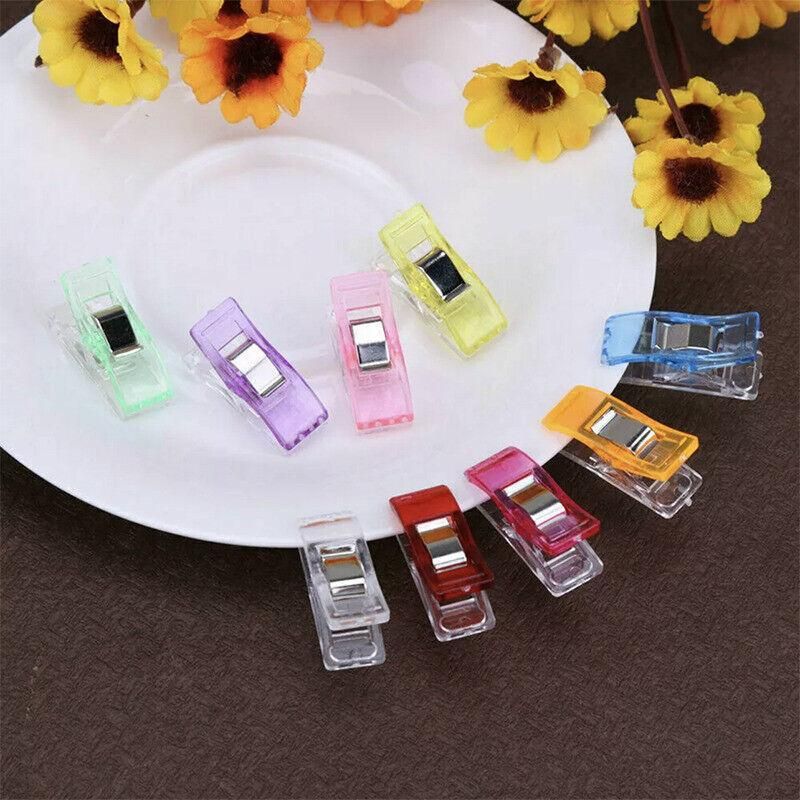 50Pcs Sewing Quilting Clips Wonder Craft Fabric Clamp DIY Colourful or Clear Option - Clear