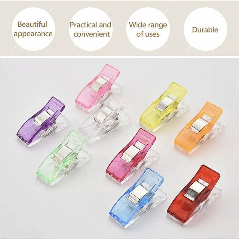 50Pcs Sewing Quilting Clips Wonder Craft Fabric Clamp DIY Colourful or Clear Option - Clear