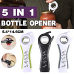 Multi 5 In 1 Manual Cap Kitchen Tool Jar Twist Off Lid Bottle Can Opener Gadget - Black