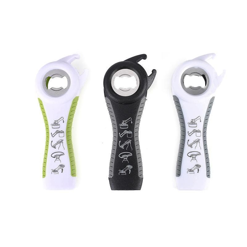 Multi 5 In 1 Manual Cap Kitchen Tool Jar Twist Off Lid Bottle Can Opener Gadget - Black