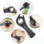 Multi 5 In 1 Manual Cap Kitchen Tool Jar Twist Off Lid Bottle Can Opener Gadget - Black