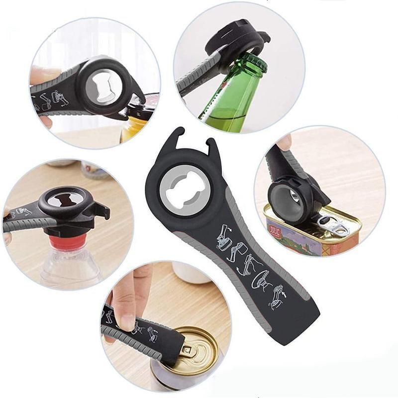 Multi 5 In 1 Manual Cap Kitchen Tool Jar Twist Off Lid Bottle Can Opener Gadget - Green