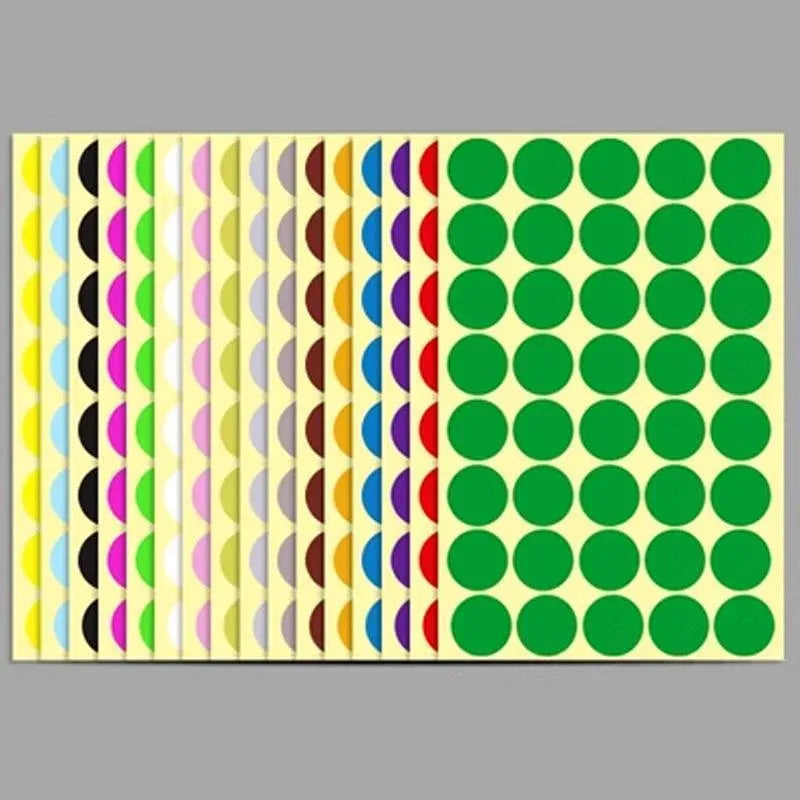 8/13/25/50mm Colour Sticker Dots Adhesive Round Labels Circular Scrapbooking White - 13mm 132 Dots - 5 Sheets