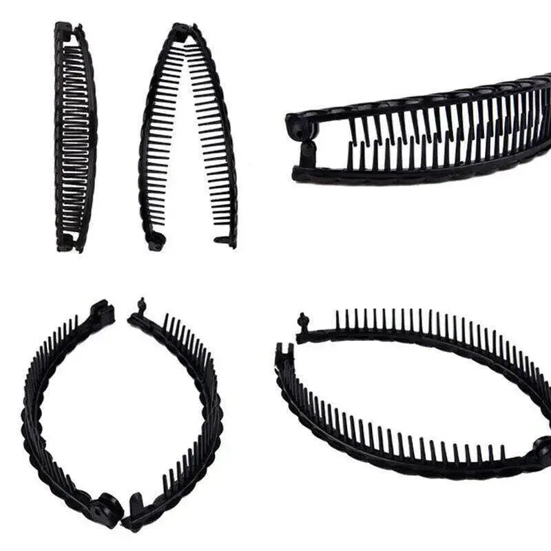 5X Hair Ponytail Holder Banana Clips Plastic Black Claw Comb Clip Multipurpose - Brown