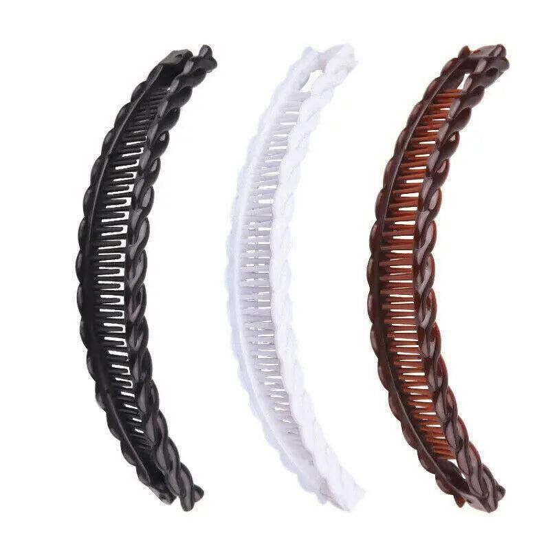5X Hair Ponytail Holder Banana Clips Plastic Black Claw Comb Clip Multipurpose - White