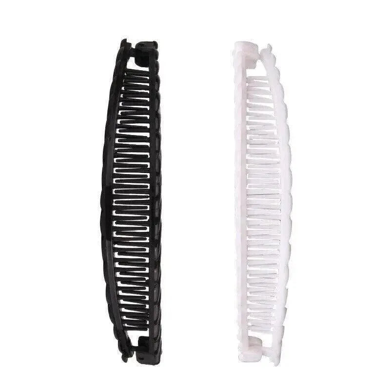 5X Hair Ponytail Holder Banana Clips Plastic Black Claw Comb Clip Multipurpose - White