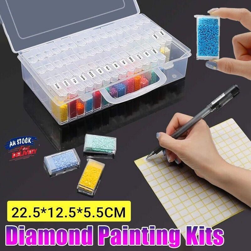 New 64 Grid Diamond Painting Storage Box Art Nail Bead Accessories Case Kit
