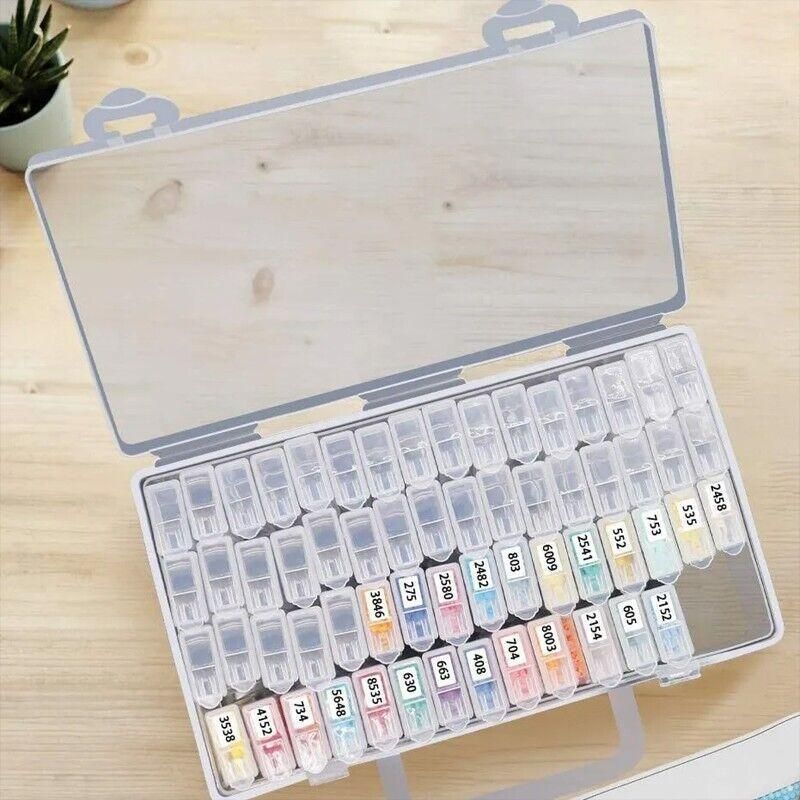 New 64 Grid Diamond Painting Storage Box Art Nail Bead Accessories Case Kit