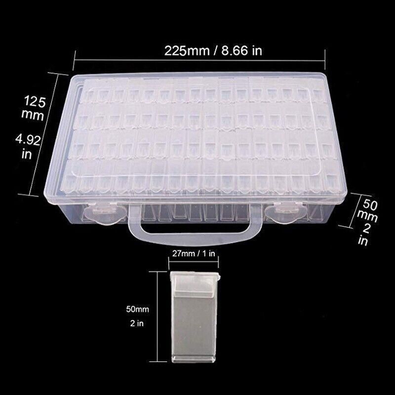 New 64 Grid Diamond Painting Storage Box Art Nail Bead Accessories Case Kit