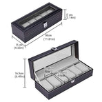 6 Grids Leather Watch Box Case Display Organizer Collection Storage Holder