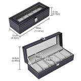 6 Grids Leather Watch Box Case Display Organizer Collection Storage Holder - Side View