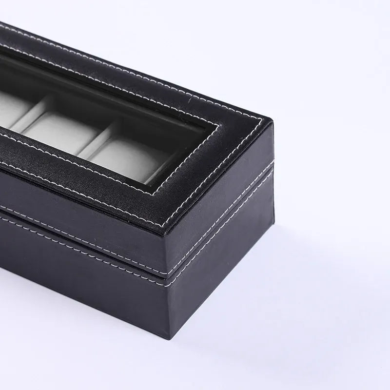 6 Grids Leather Watch Box Case Display Organizer Collection Storage Holder