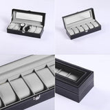 6 Grids Leather Watch Box Case Display Organizer Collection Storage Holder - Close-Up Angle