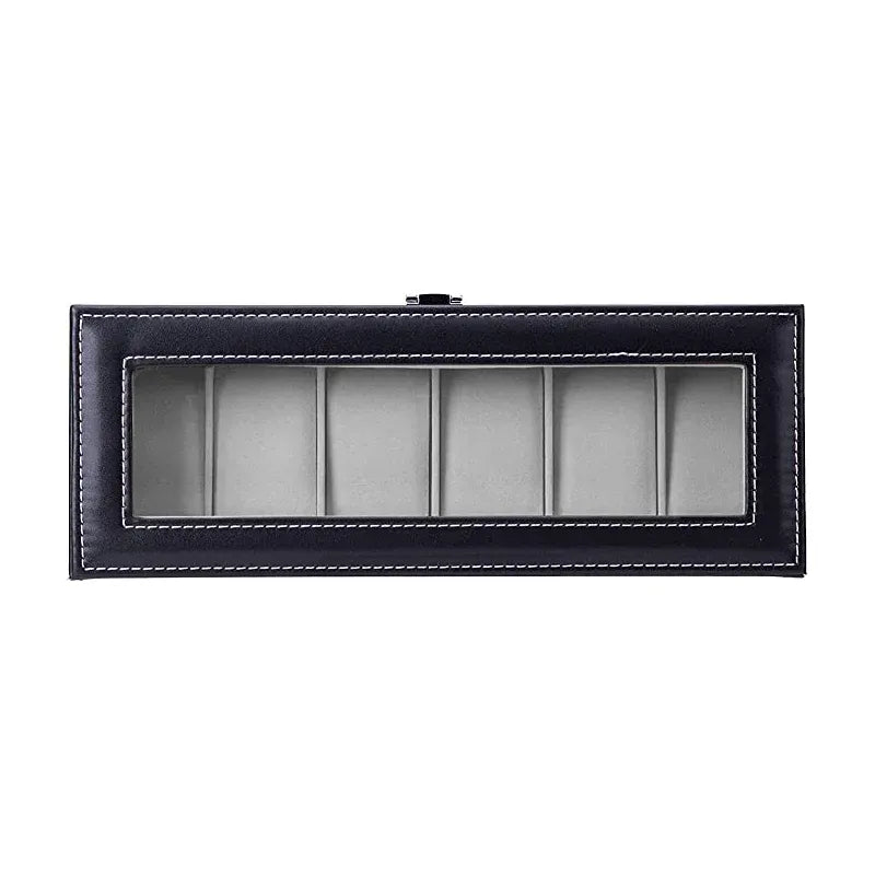 6 Grids Leather Watch Box Case Display Organizer Collection Storage Holder
