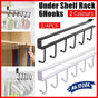 6Hook Mug Cup Rack Holder Under Shelf Kitchen Cabinet Hanger Organiser Wardrobe - Black