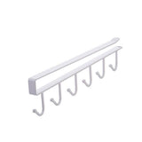 6Hook Mug Cup Rack Holder Under Shelf Kitchen Cabinet Hanger Organiser Wardrobe - Black - Close-Up Angle