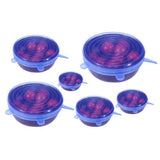 6PCS Stretch Reusable Silicone Food Saver Cover Seal Insta Lids Bowl Wraps - Green