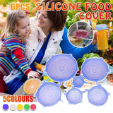 6PCS Stretch Reusable Silicone Food Saver Cover Seal Insta Lids Bowl Wraps - Pink