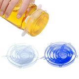 6PCS Stretch Reusable Silicone Food Saver Cover Seal Insta Lids Bowl Wraps - Pink - Top-Down View