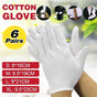 6 Pairs Handling Work Hands Protector Soft Costume Jewellery Cotton White Gloves - XL