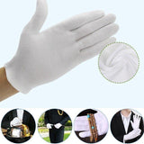 6 Pairs Handling Work Hands Protector Soft Costume Jewellery Cotton White Gloves - XL - Side View