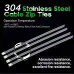20X Stainless Steel Cable Ties S304 Marine Grade Zip Strap Locking Wrap 100-800Mm - 4.6x350mm