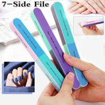 7 Way Professional Natural Nail File Straight Buffer Sanding Manicure Tools - 5 PCS
