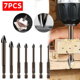 7Pcs Efficient Universal Drilling Tool Multifunctional Cross Alloy Drill Bit Au