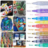 Flysea 12-80 Colours Acrylic Paint Pens Painting Stone Ceramic Glass Marker2-3Mm - 80-Colour Set - Rear View