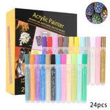 Flysea 12-80 Colours Acrylic Paint Pens Painting Stone Ceramic Glass Marker2-3Mm - 80-Colour Set - Extra Image