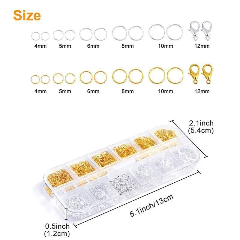 800x Jump Rings Split Lobster Clasps Hooks For DIY Jewelry Making Necklace