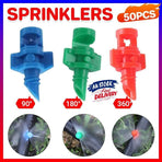 50Pcs Micro Spray Jets 90-360D Watering Misting Nozzle Sprinkler Irrigation