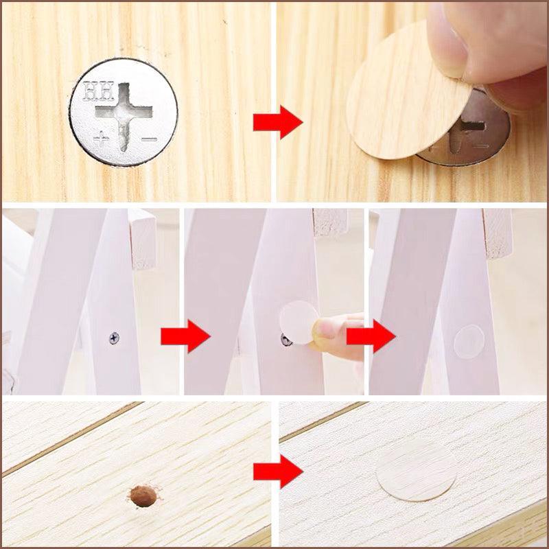 54 X Self Adhesive Decorative Screw Cover Caps Holes Cams Furniture Kitchen 20mm - PC 106