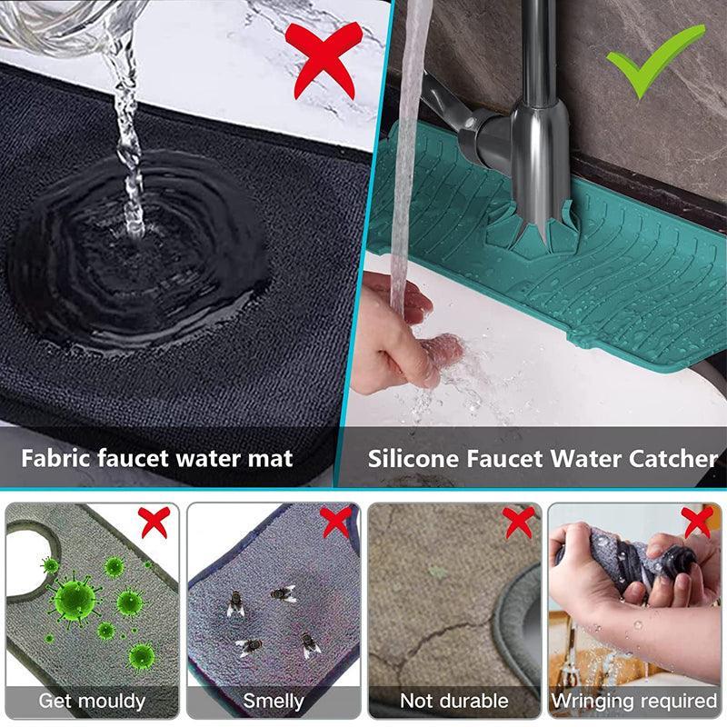 L Size Silicone Faucet Mat Kitchen Protector Faucet Absorbent Mat Sink Splash Guard - Black