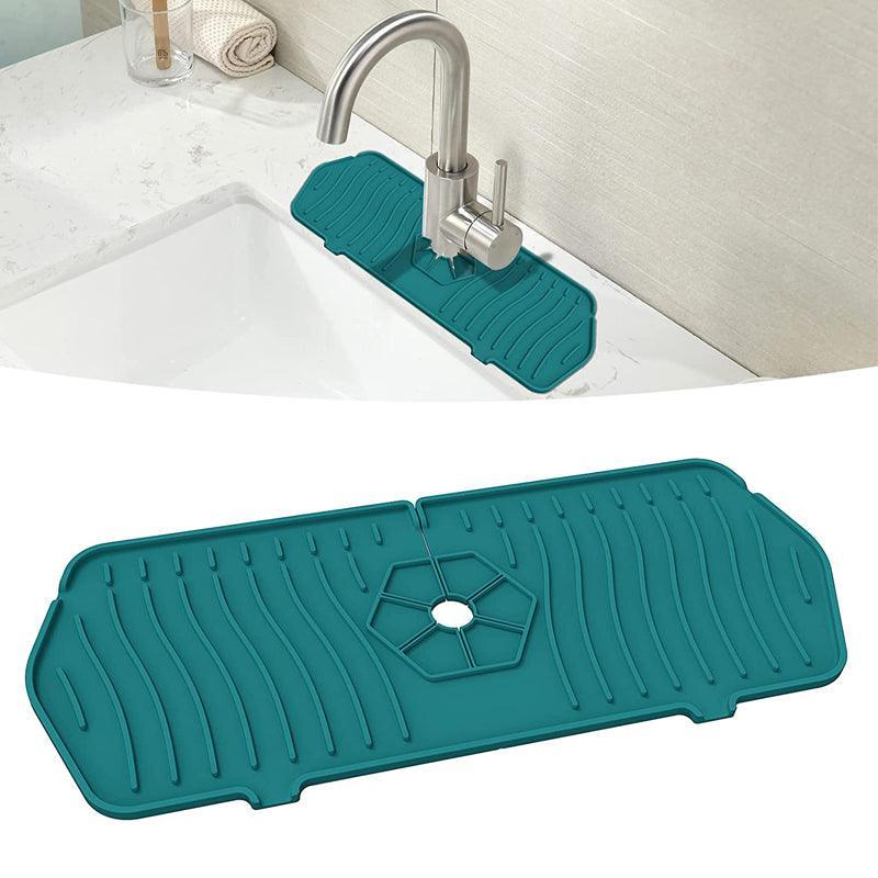 L Size Silicone Faucet Mat Kitchen Protector Faucet Absorbent Mat Sink Splash Guard - Green
