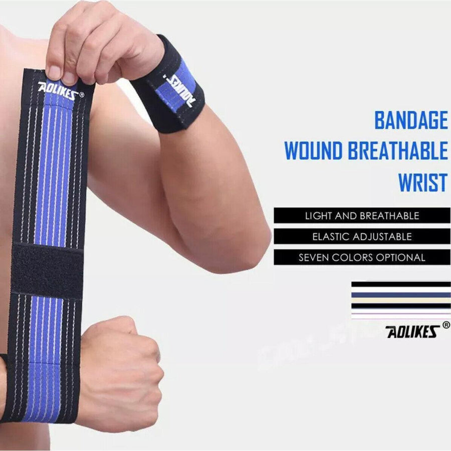 Aolikes Wrist Brace Elastic Bandage Support Sport Gym Wrap Fitness Wristband - Blue