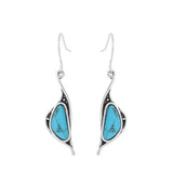 Retro Boho Turquoise Flower Earrings Hook Moonstone Dangle Drop Sapphire Women - 1239