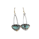 Retro Boho Turquoise Flower Earrings Hook Moonstone Dangle Drop Sapphire Women - 1240