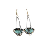 Retro Boho Turquoise Flower Earrings Hook Moonstone Dangle Drop Sapphire Women - 1240