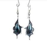 Retro Boho Turquoise Flower Earrings Hook Moonstone Dangle Drop Sapphire Women - 1248