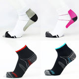L XL Ankle Compression Socks for Foot Support and Daily Comfort Unisex - Black-Blue - Front View