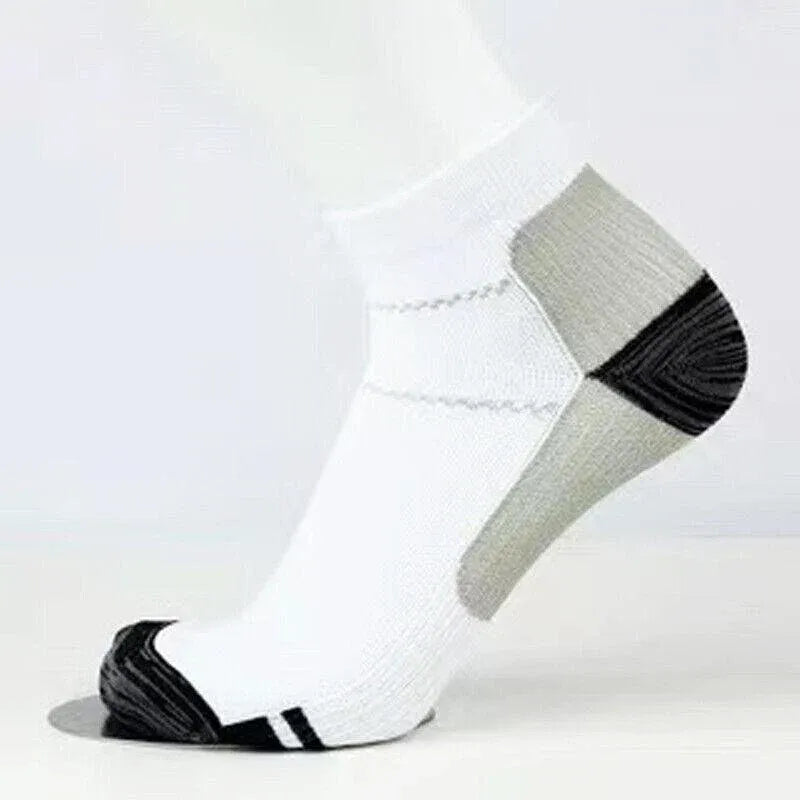 L XL Ankle Compression Socks for Foot Support and Daily Comfort Unisex - White-Grey