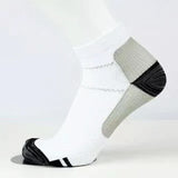 L XL Ankle Compression Socks for Foot Support and Daily Comfort Unisex - White-Rose Red - Low Angle