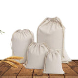 10X Canvas Cotton Drawstring Bags Linen Calico Tote Gift Storage Pouches - 8x10cm - Extra Image
