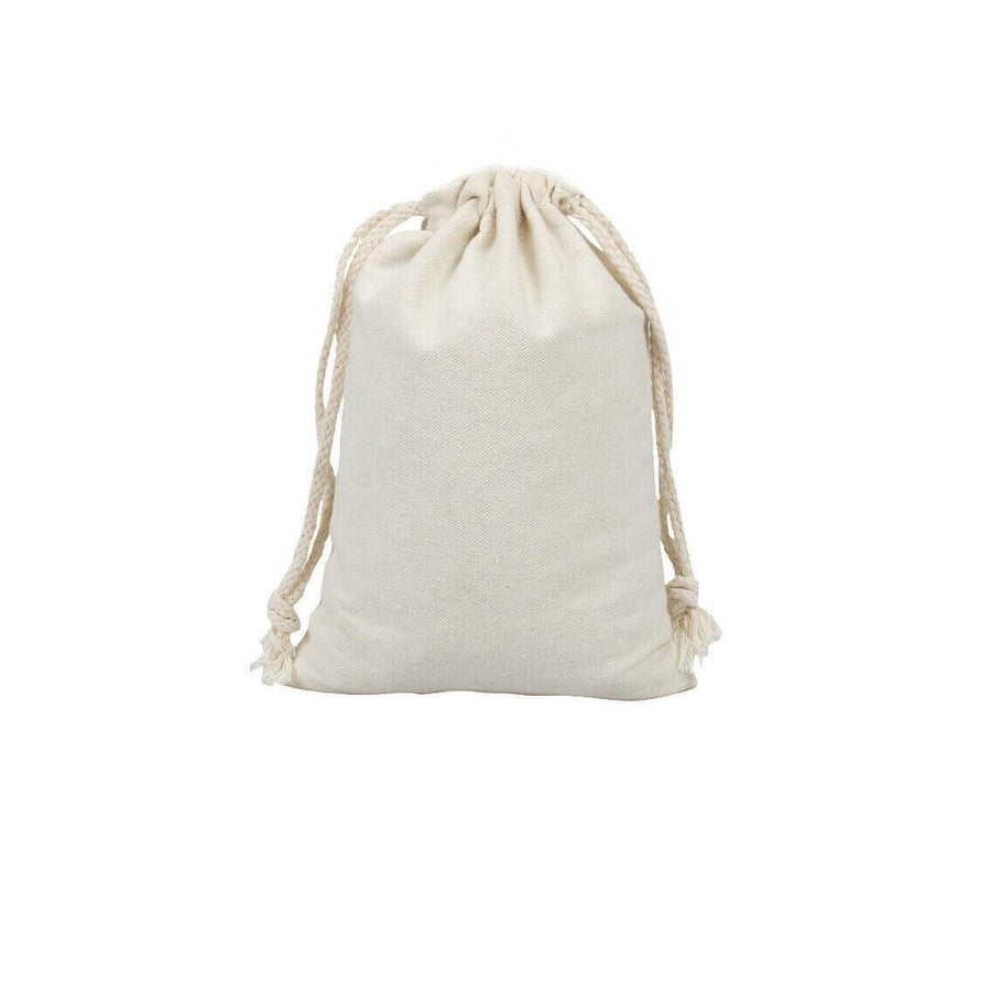 10X Canvas Cotton Drawstring Bags Linen Calico Tote Gift Storage Pouches - 8x10cm