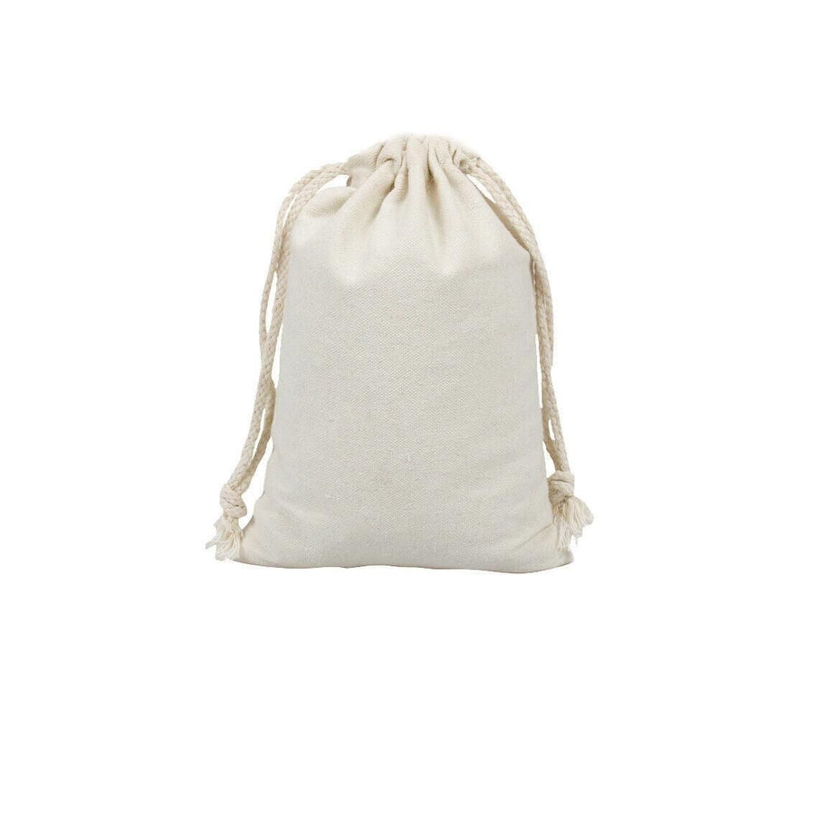 10X Canvas Cotton Drawstring Bags Linen Calico Tote Gift Storage Pouches - 8x10cm