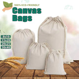 10X Canvas Cotton Drawstring Bags Linen Calico Tote Gift Storage Pouches - 25x35cm - Front View
