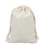 10X Canvas Cotton Drawstring Bags Linen Calico Tote Gift Storage Pouches - 25x35cm - Side View